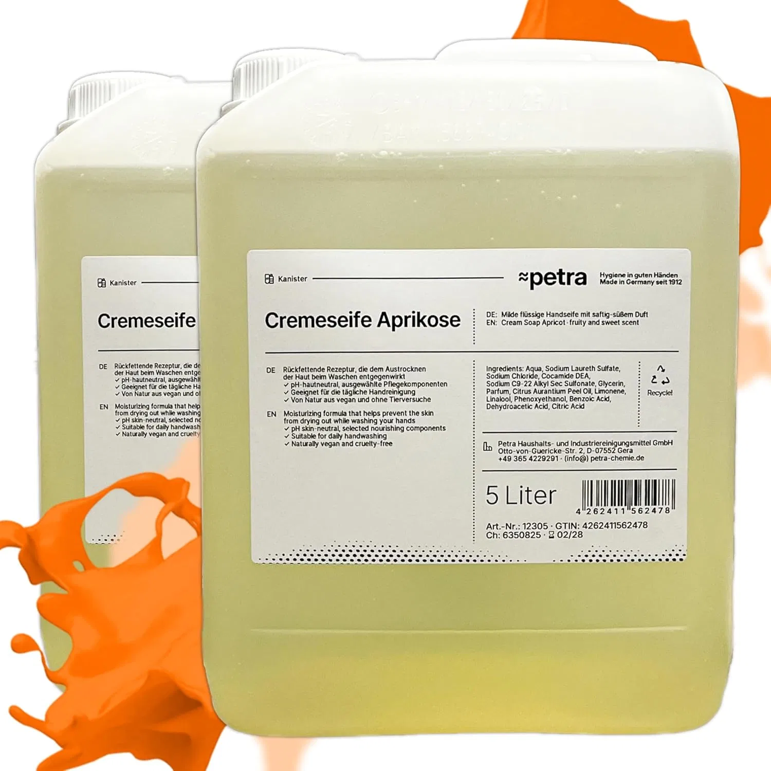 Жидкое мыло Cream Soap Apricot, Petra, 2 x 5 Л, Абрикос