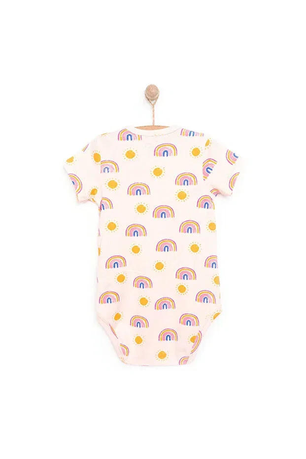 Детское боди для новорожденных с принтом Hellobaby rainbow short sleeve body Ebebek Hello Baby, Pink — фото 2