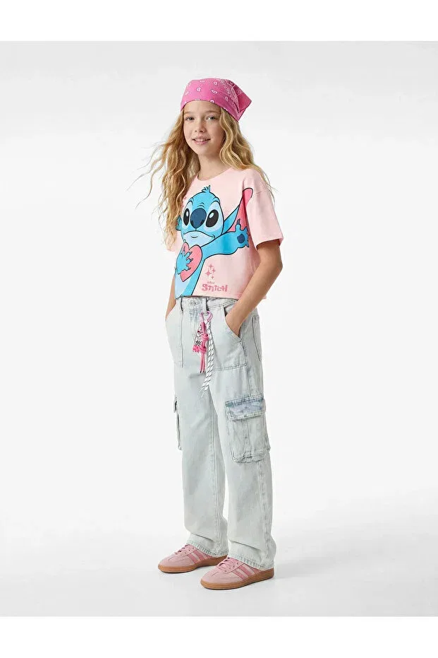 Детская футболка для девочек с принтом Licensed Stitch Printed Koton, Rose