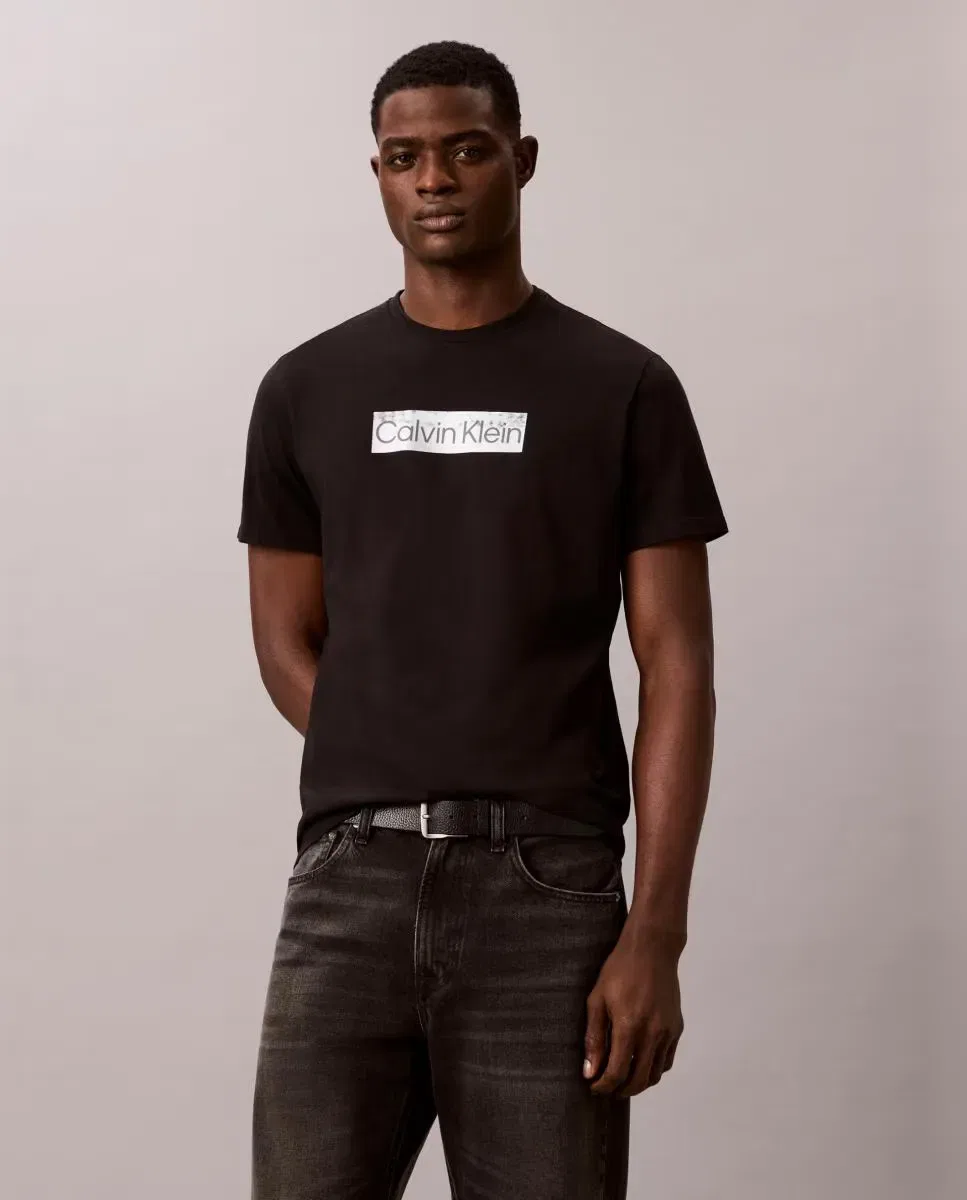 Мужская футболка хлопковая с принтом Calvin Klein, Negro