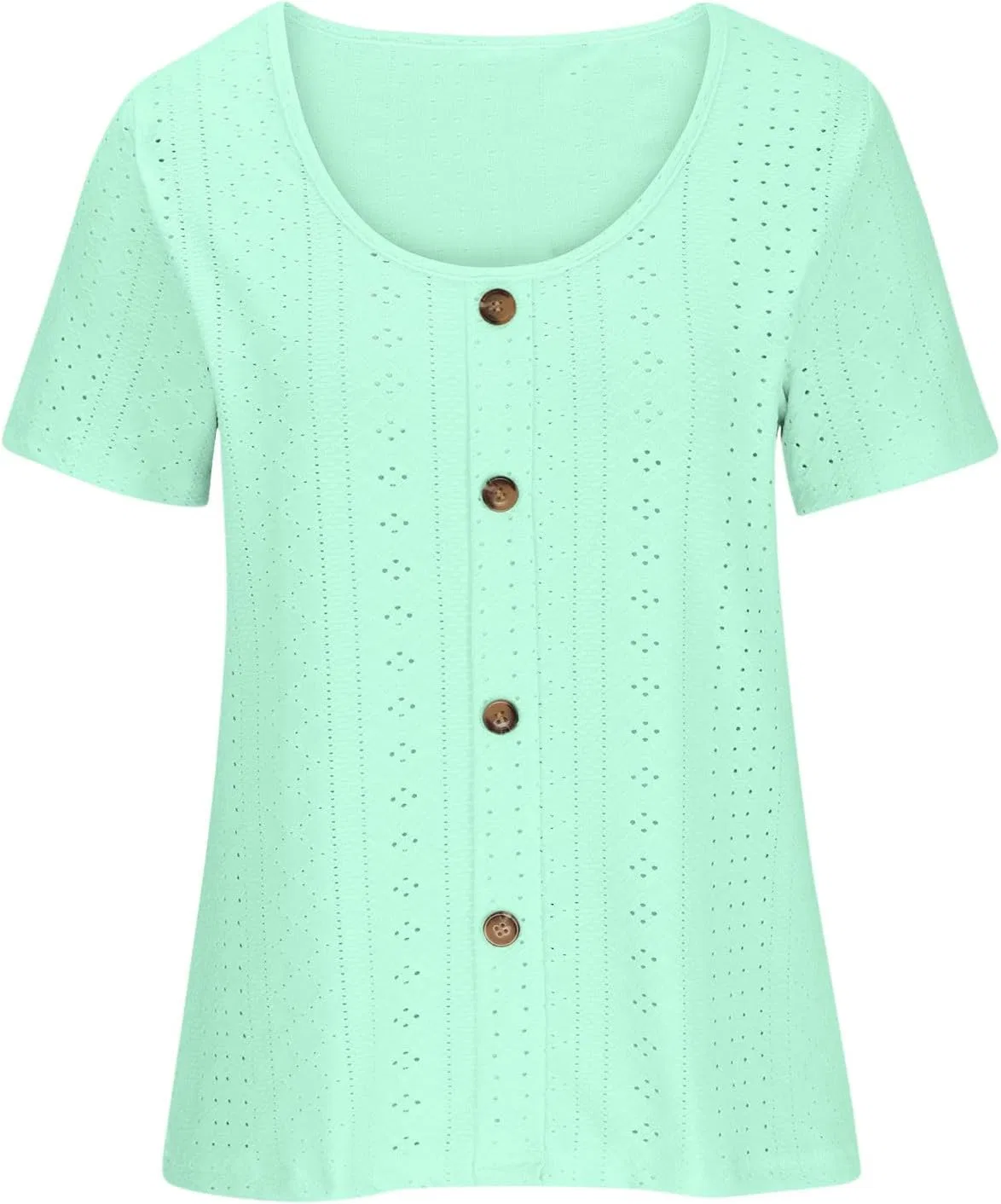 Женская свободная футболка с круглым вырезом Eyelet, Green — фото 3