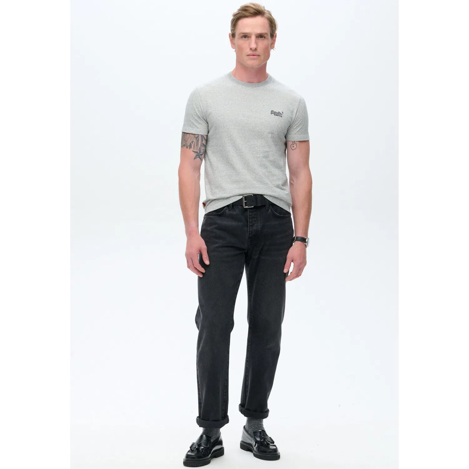 Детская хлопковая футболка с вышивкой Superdry, Light Grey — фото 3