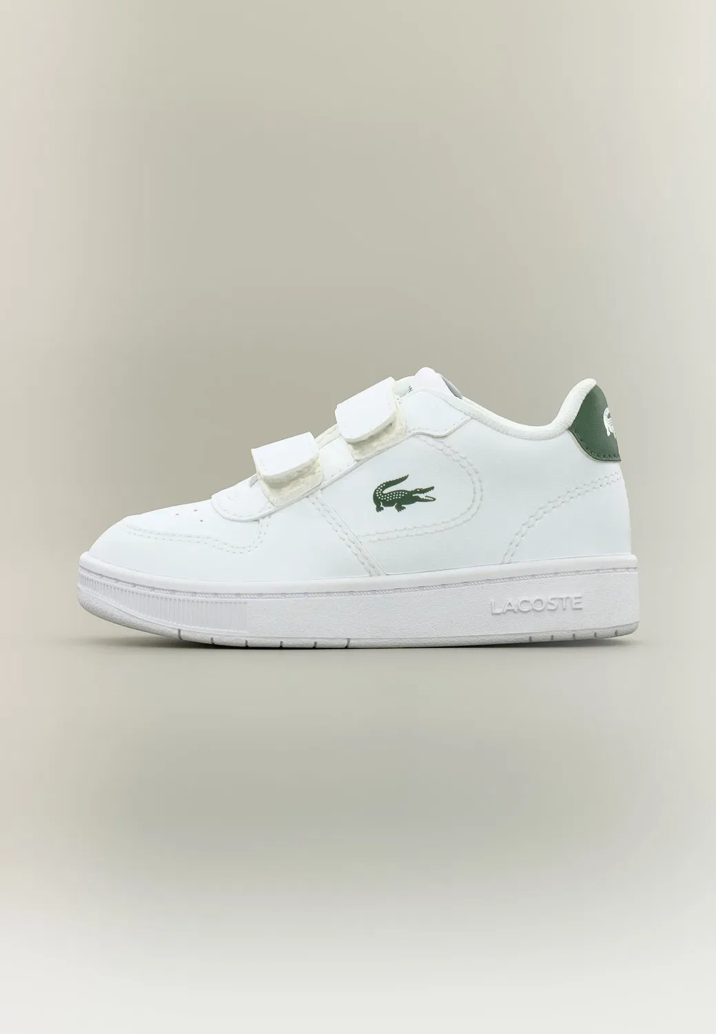 Детские кроссовки на липучках, унисекс Lacoste, White/Dark Green