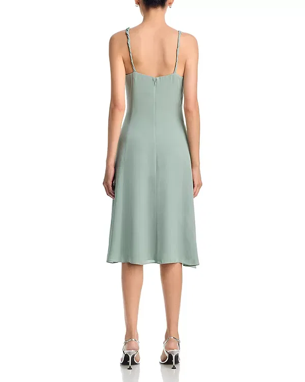 Женское шелковое платье-миди с V-образным вырезом Acne Studios, Sage Green — фото 4