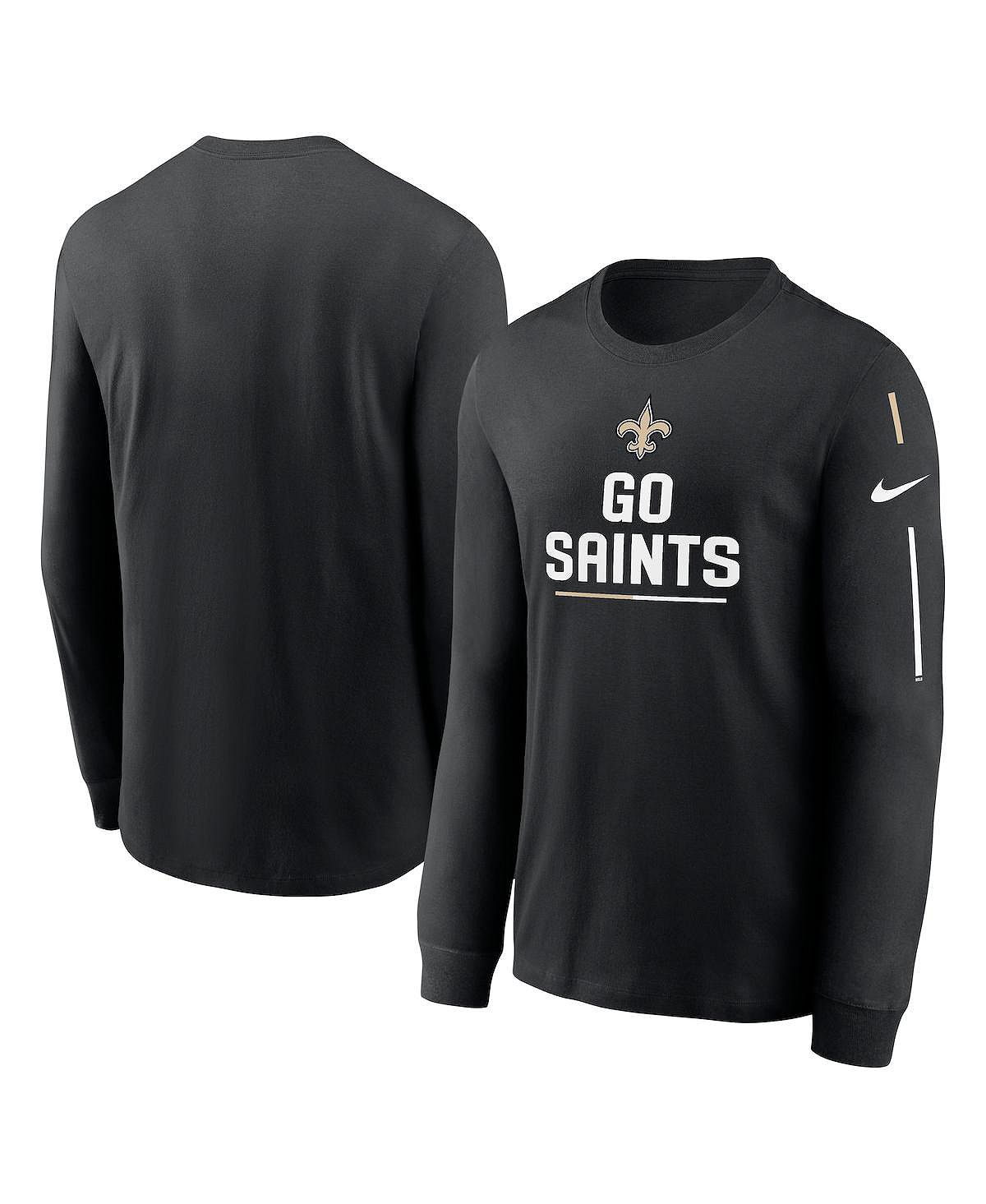 

Мужская черная футболка с длинным рукавом new orleans saints team slogan Nike, черный