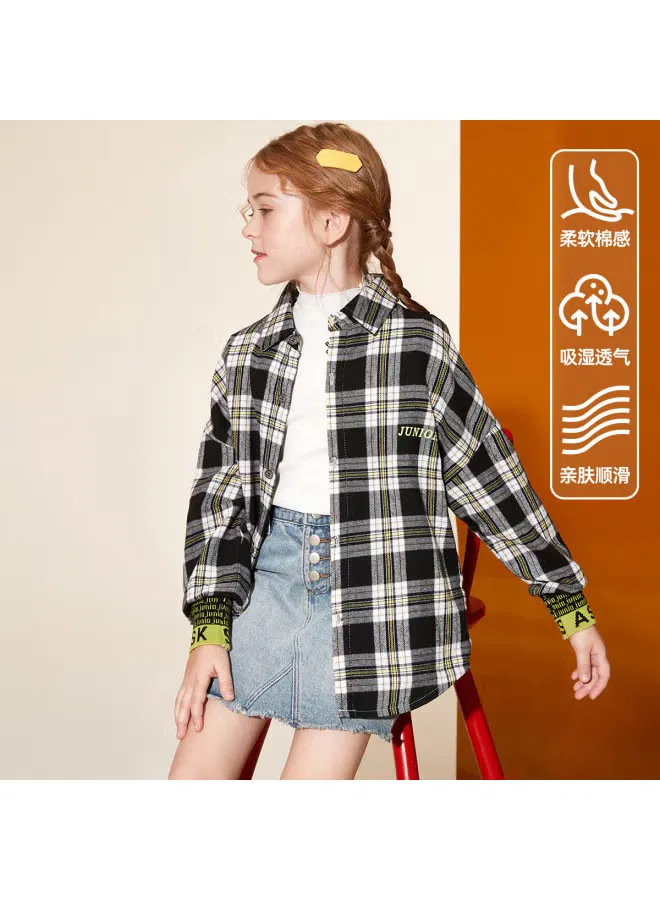 Рубашка с длинным рукавом в клетку для девочек Ask Junior — фото 4