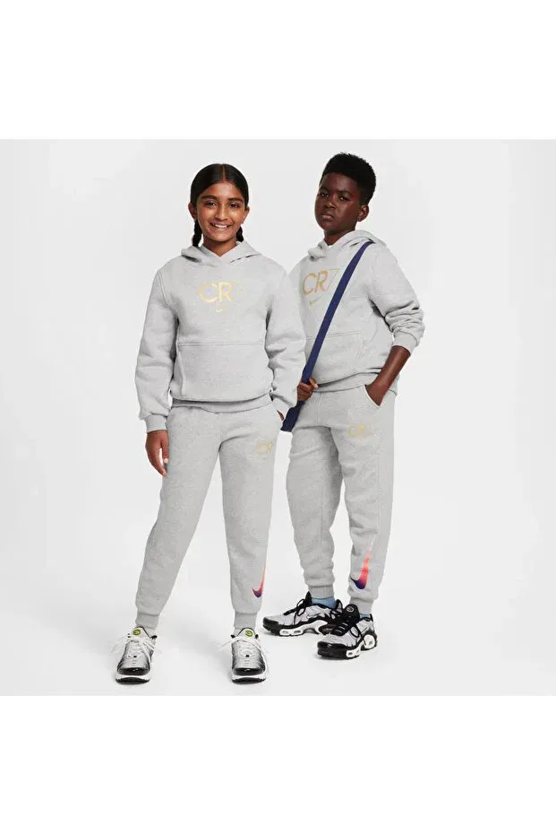 Детские спортивные штаны для девочек с принтом Cr7 Club Fleece Jogger Nike, Gri — фото 2