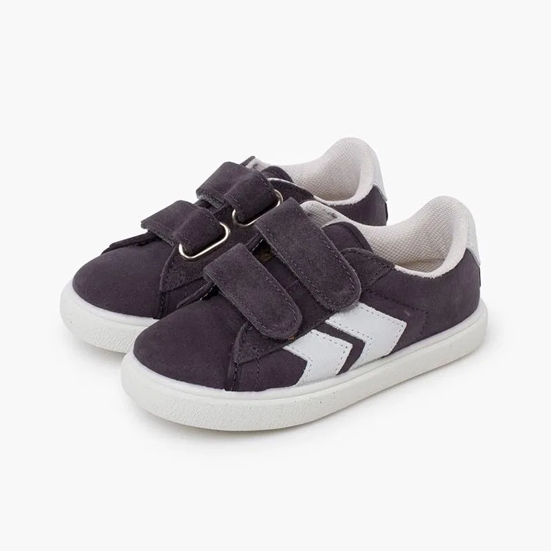 Детские кроссовки с боковыми полосками и липучками Pisamonas Sneakers Con Bande Laterali E Chiusura A Strappo Scamosciato Pisamonas, Anthracite — фото 4