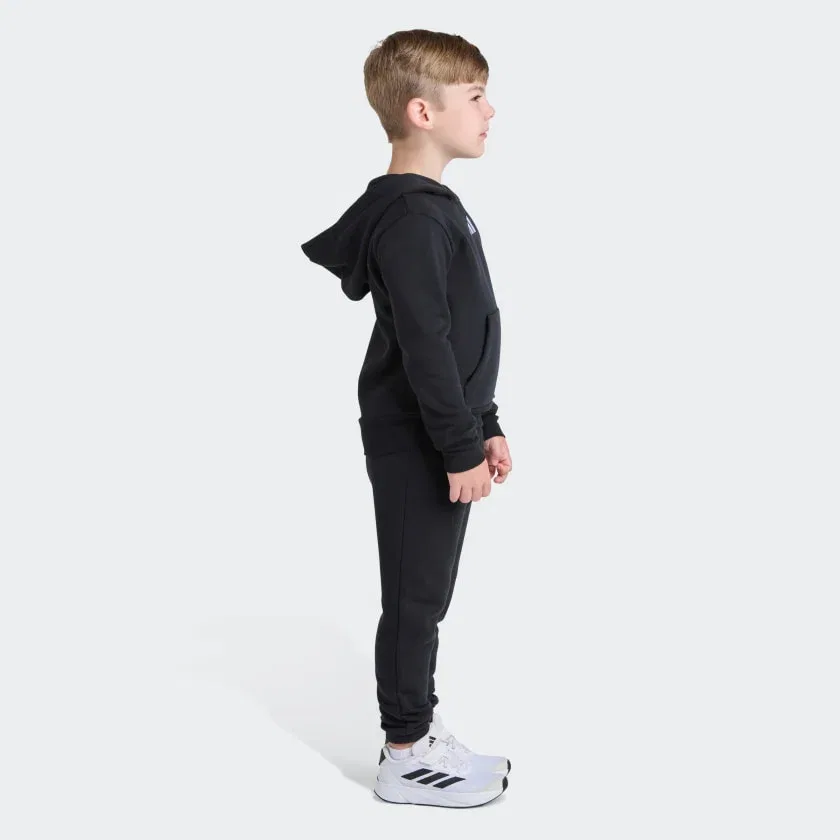 Детский комплект из флиса с длинным рукавом и логотипом adidas, черный — фото 4