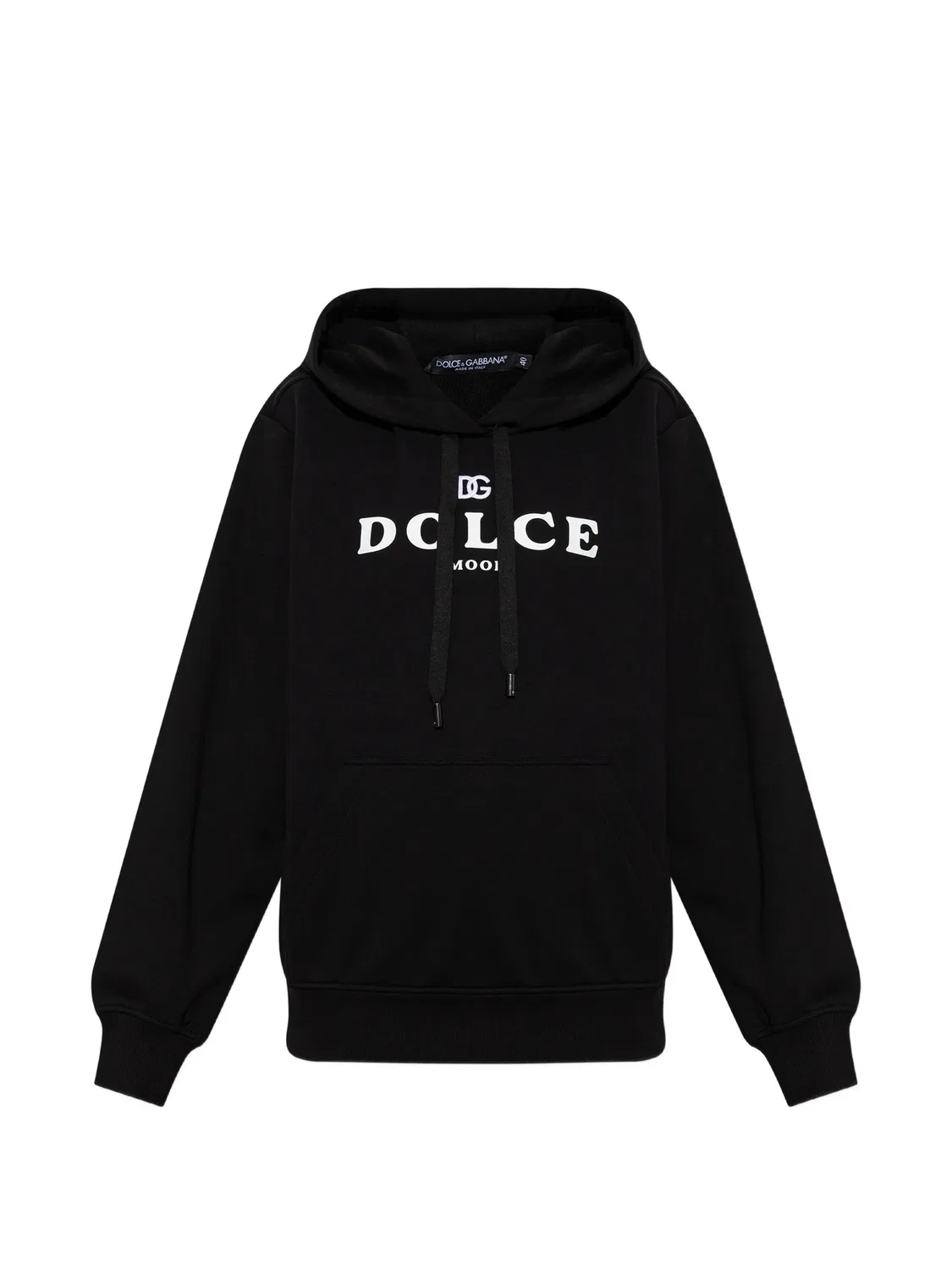 Худи хлопковое с вышитым логотипом Dolce & Gabbana, черный