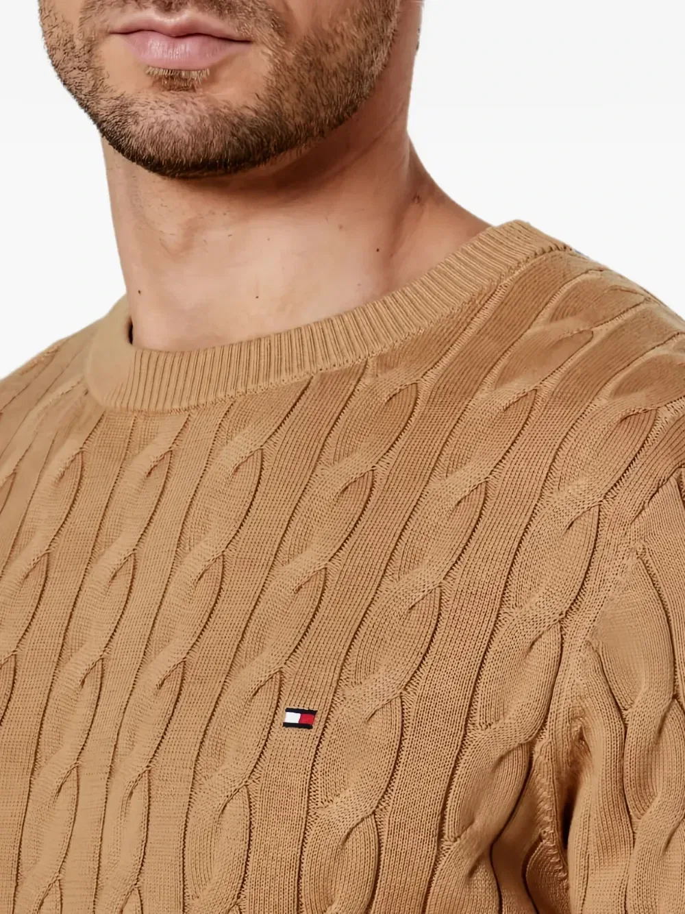 Вязаный свитер с косами Tommy Hilfiger, коричневый — фото 3