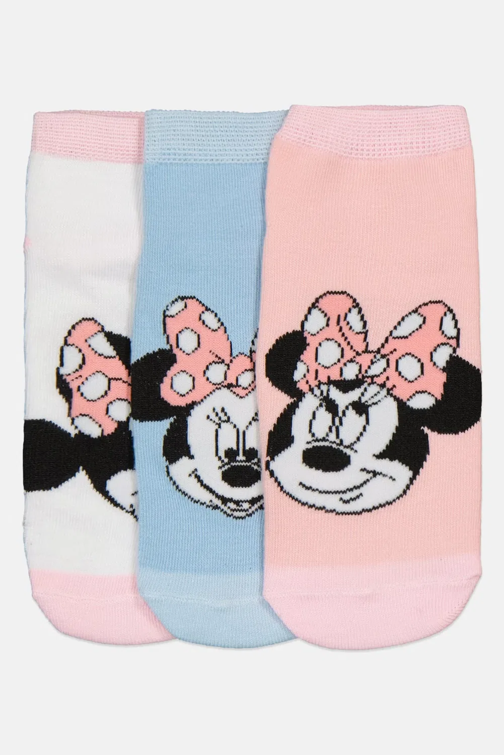 Носки комплект 3 пары с принтом Minnie Mouse Disney, разноцветный