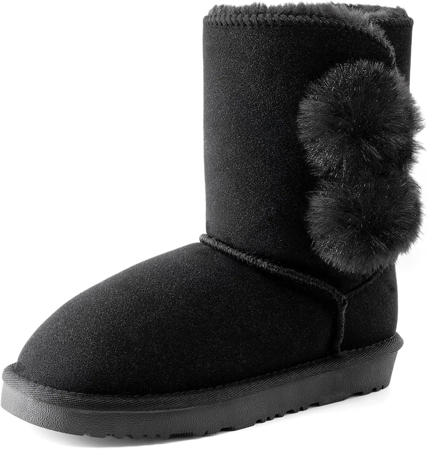Детские зимние сапоги для девочек с искусственным мехом FuzzyChic Kid's Lolly DREAM PAIRS, All Black