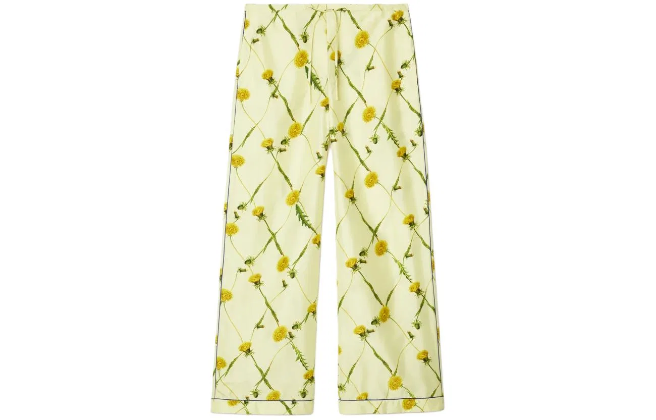 Женские брюки из шелкового сатина с принтом Dandelion Burberry, Beverage Yellow