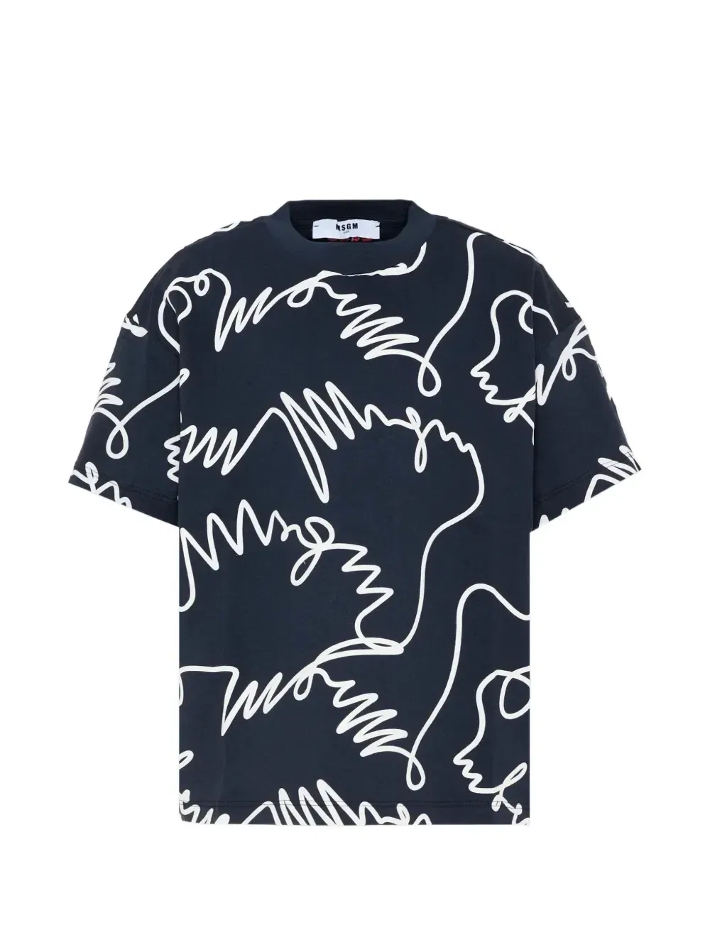 Футболка с принтом в виде каракулей Msgm Kids, синий