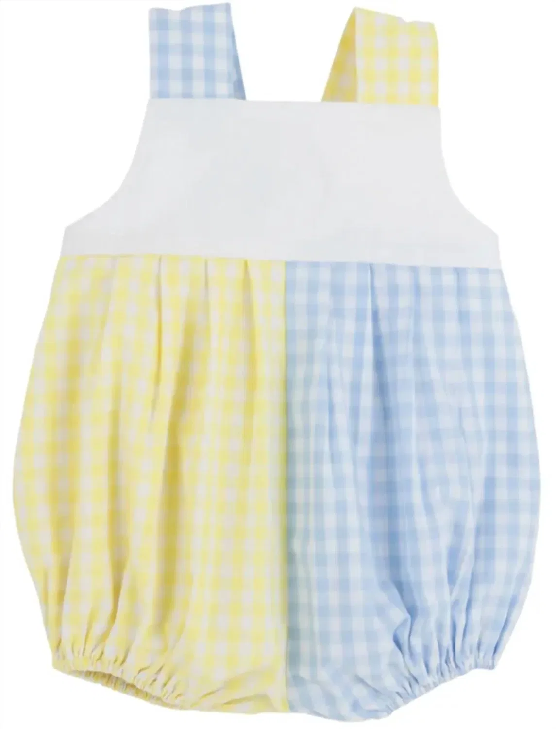 Детский боди-комбинезон с принтом Branham Bubble Romper Beaufort Bonnet, Buckhead Blue Gingham/Yellow
