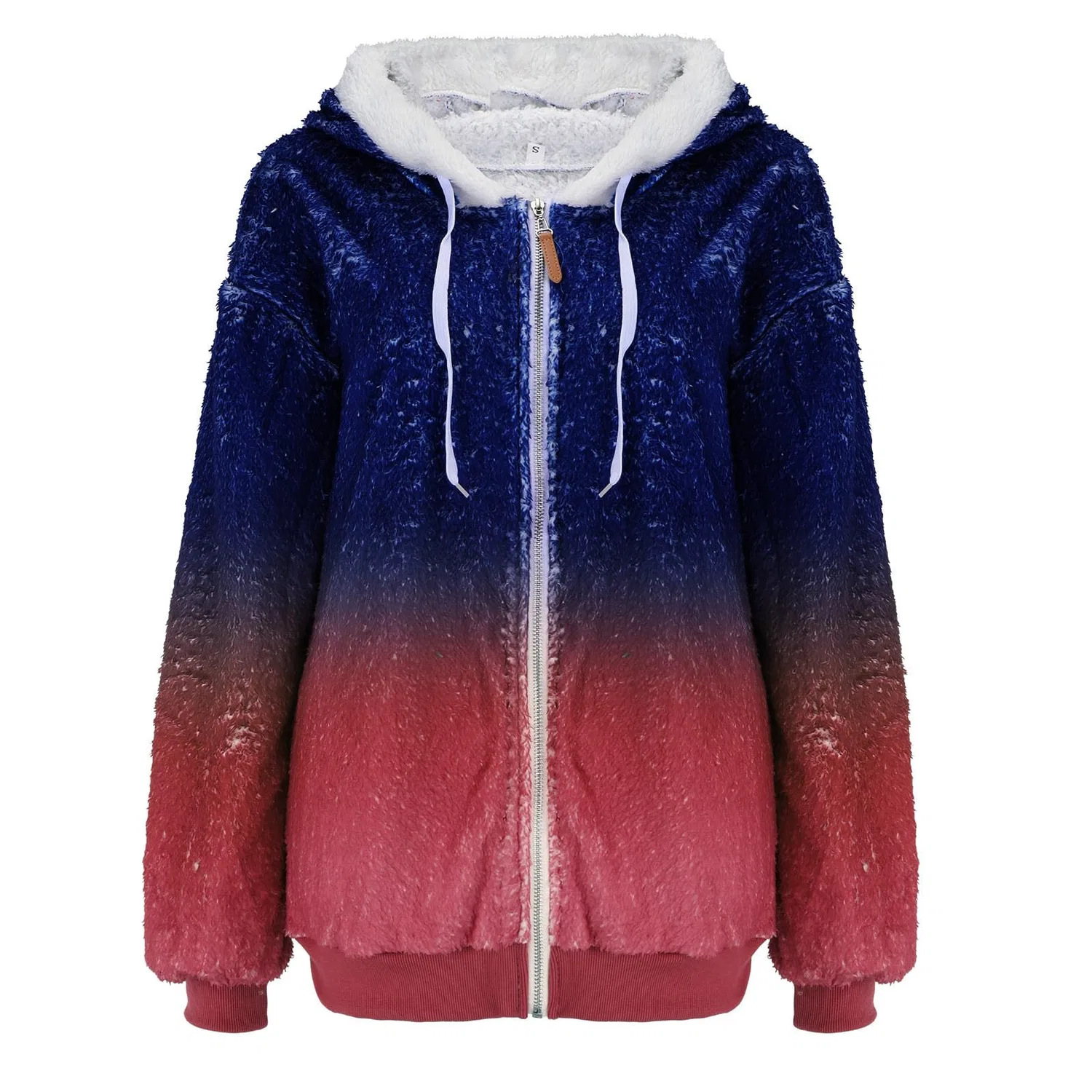 Женская мягкая длинная oversize-куртка с принтом двух цветов, на пуговицах, Rot10 — фото 4