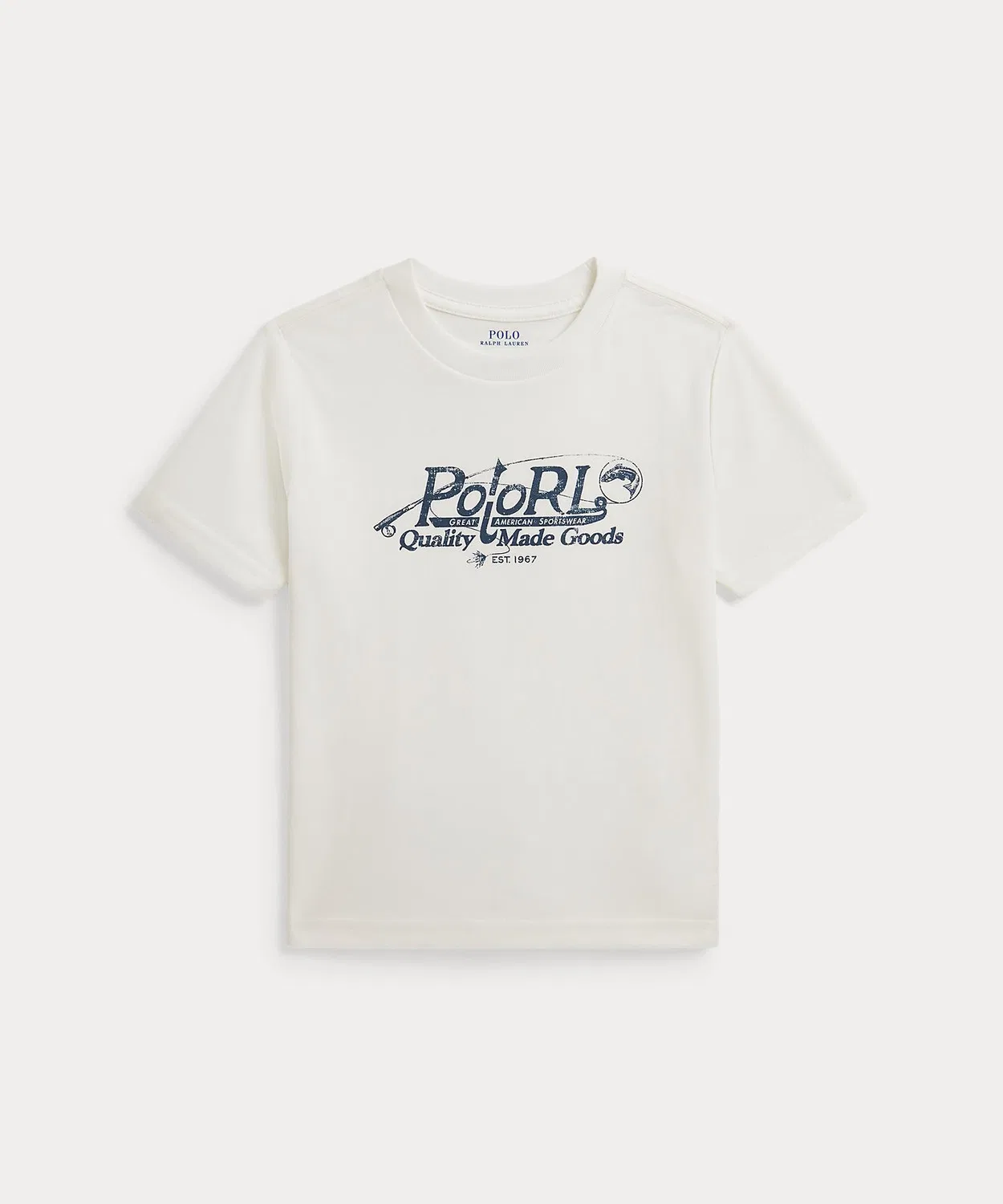 Детская футболка хлопковая с принтом Polo RL Quality Made Goods POLO RALPH LAUREN CHILDRENSWEAR, Белый