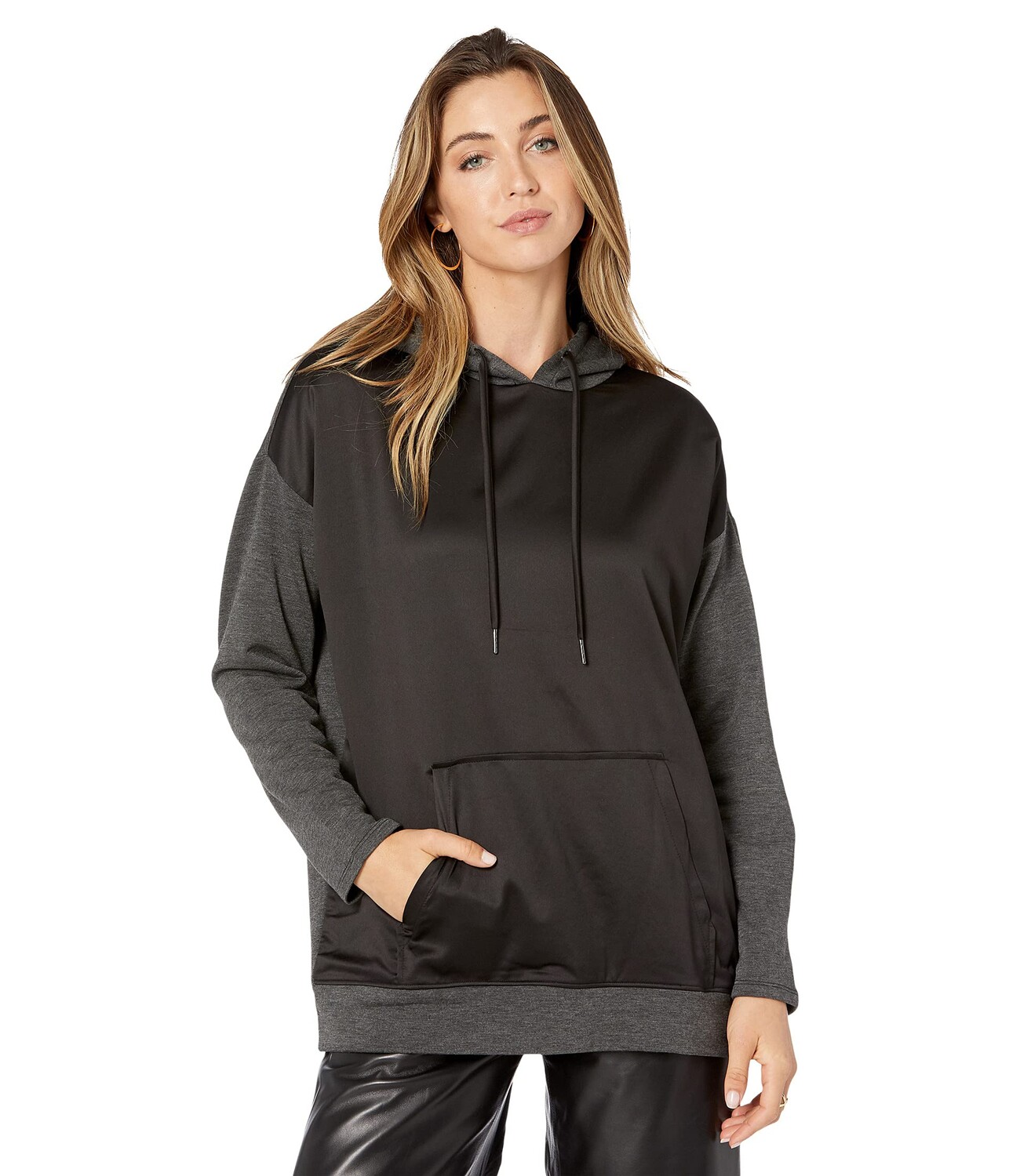 

Худи H Halston, Long Sleeve Mix Media Hoodie Pullover