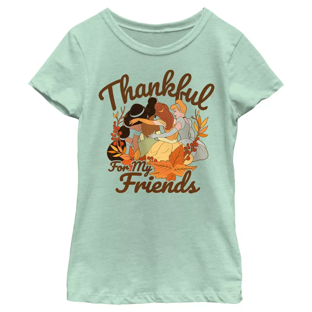 Детская футболка с принтом Disney Princesses Thankful for my Friends, Disney, Mint