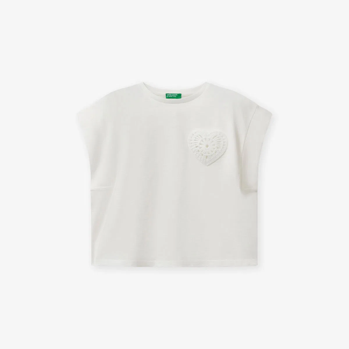 Свободная футболка без рукавов из хлопкового трикотажа, 6-14 лет Benetton, кремовый