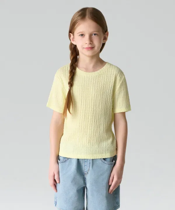 Футболка с мятой текстурой, короткий рукав, Musinsa Standard Kids, лимонный
