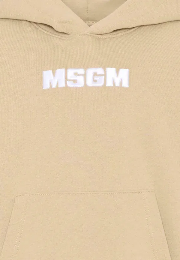 Худи с вышивкой Felpa Msgm, бежевый — фото 3