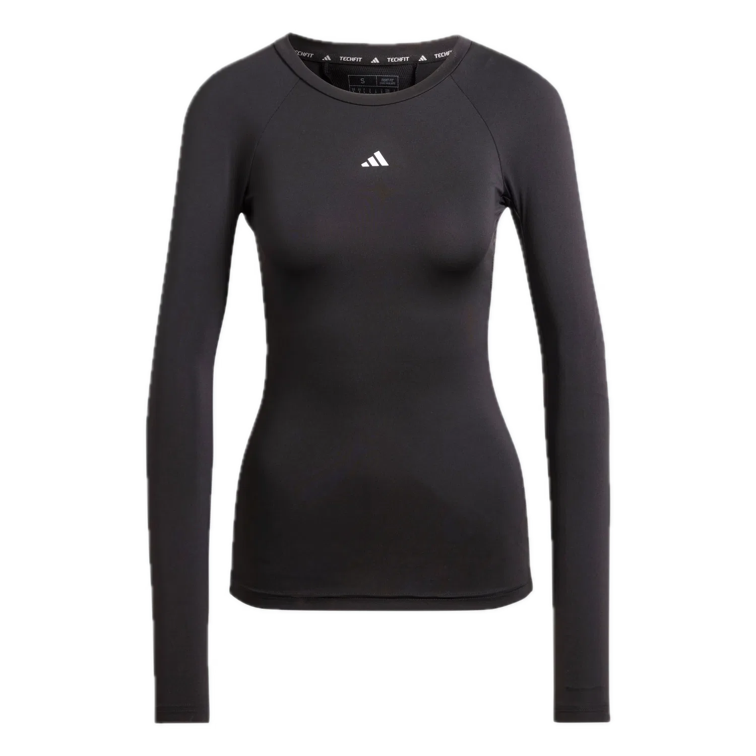 Женская облегающая тренировочная футболка с длинным рукавом TECHFIT Adidas, черный