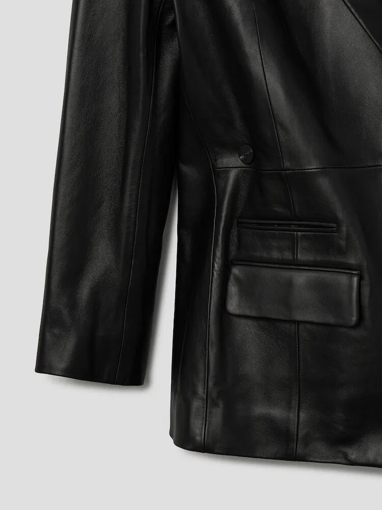 Куртка кожаная, кроссовер, La Veste Tibau JACQUEMUS, Black — фото 4