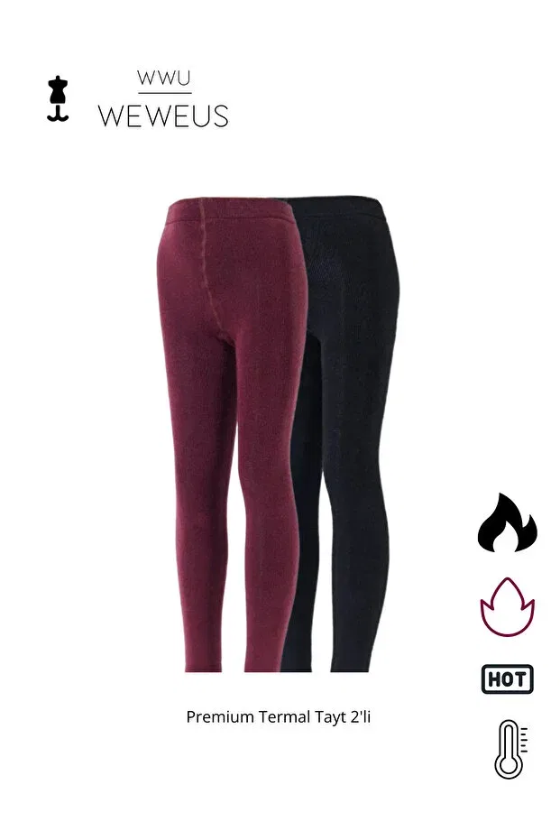 Детское термобелье для девочек хлопковое 2-piece tights Weweus, Black Burgundy