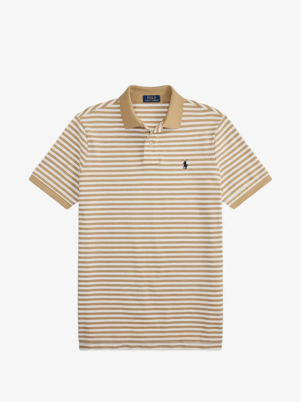 Поло из хлопкового трикотажа в полоску Polo Ralph Lauren, бежевый