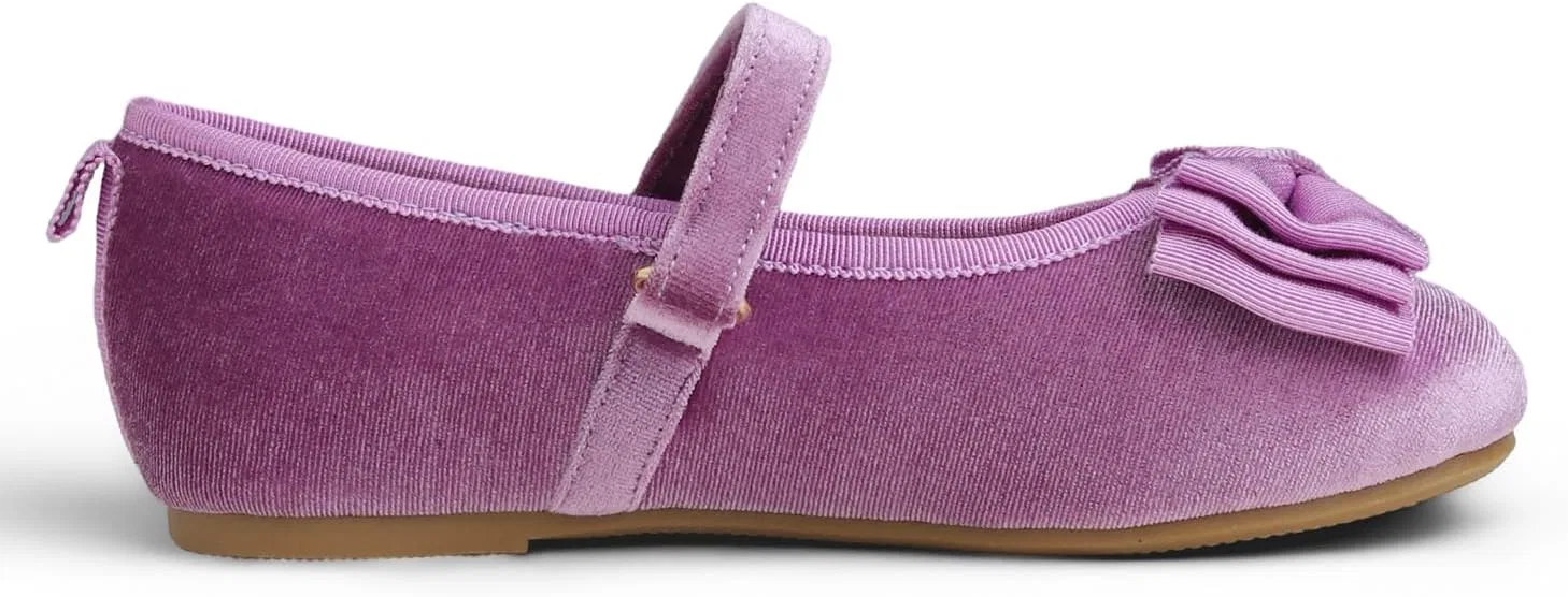 Детские балетки для девочек с бантом FEVERSOLE, Lilac Velvet Tri-Bow Maryjane — фото 3