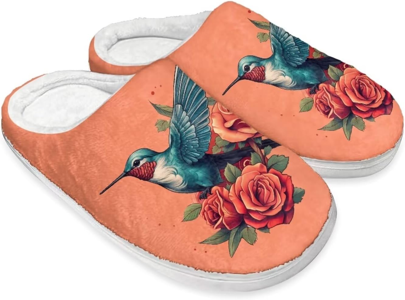 

Женские тапочки размер 9 Домашние тапочки Милые рождественские тапочки Cugasmaru, Hummingbird Flower