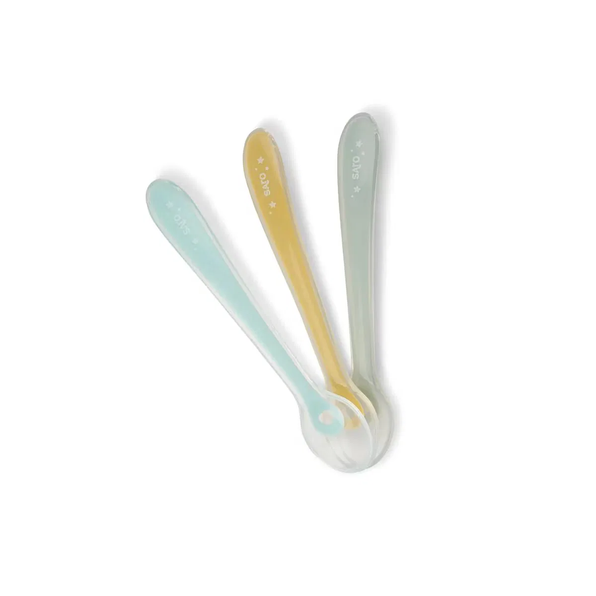 Набор детских силиконовых ложек 3 шт с мягкими наконечниками Mint Combination Saro, Mint Combination — фото 2