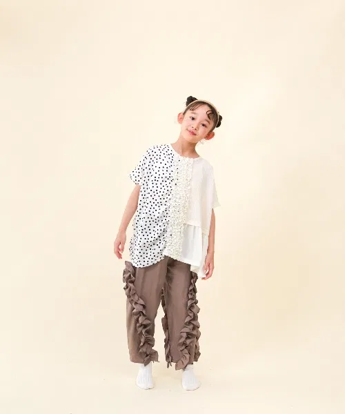 Детская блузка с воланами и принтом в горошек, модель Docking Frill Dot, unica, Light Purple — фото 3