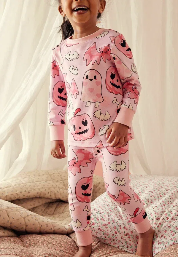 Комплект пижамы с принтом Halloween Regular Fit Next Pink Ghost, розовый — фото 2
