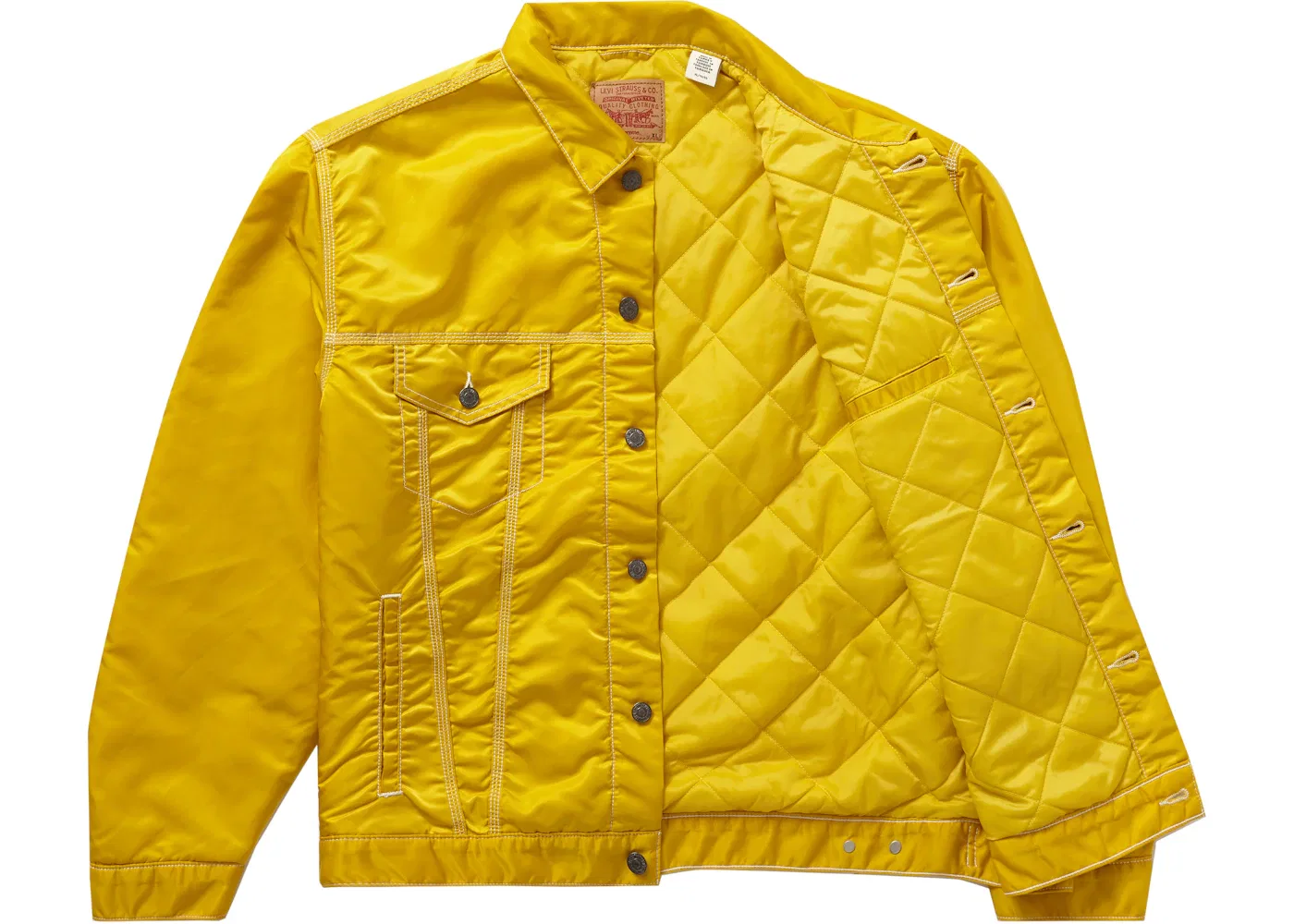 Мужская куртка-джинсовка с воротником из нейлона Supreme Trucker Jacket, Yellow — фото 2