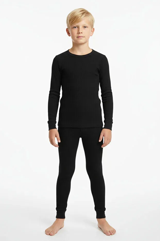 Детский комплект термобелья для мальчиков с длинным рукавом Butik1Avm, Black
