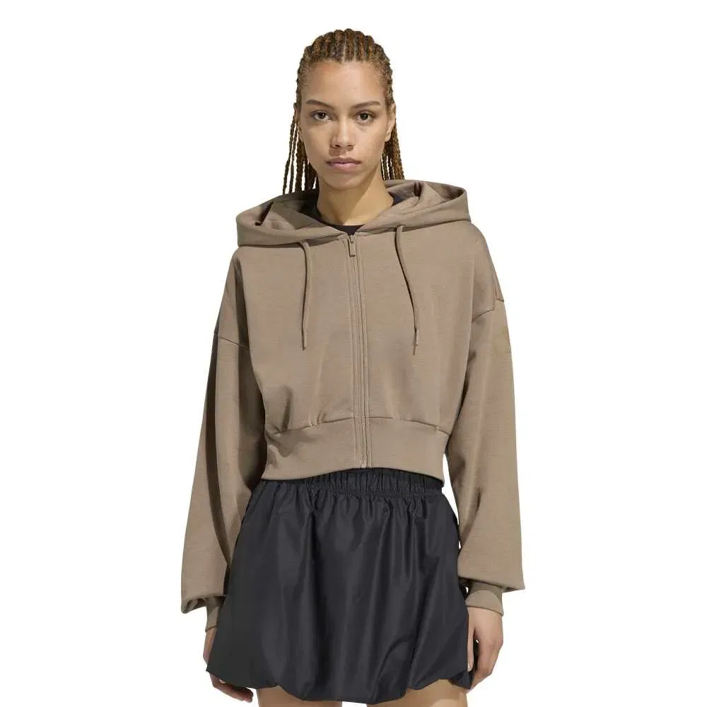 Женский свитшот из флиса с полной застежкой-молнией Adidas Essentials Contemporary Fleece, Brown