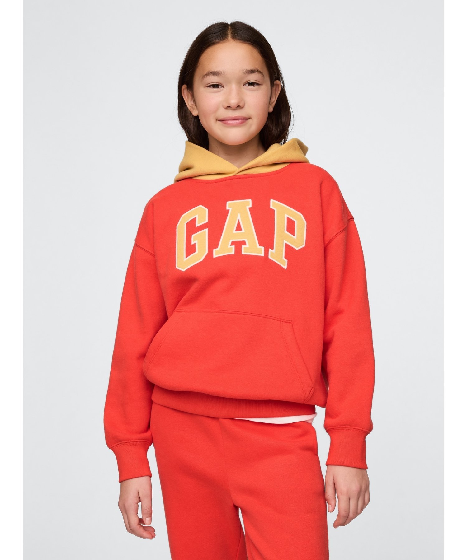 (K) Винтажная мягкая толстовка с логотипом GAP (детская), HOT_CORAL