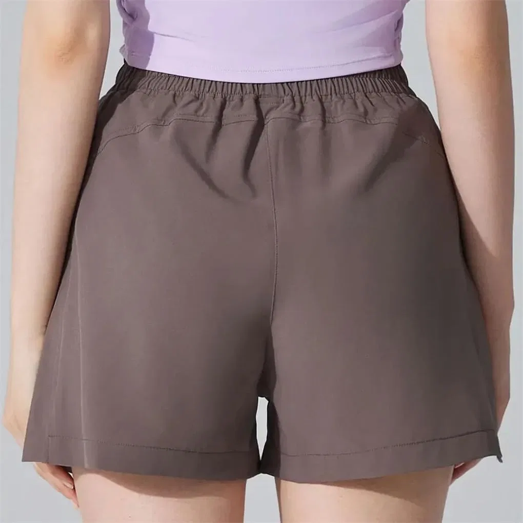Женские спортивные шорты свободного кроя из полиэстера, Khaki — фото 4
