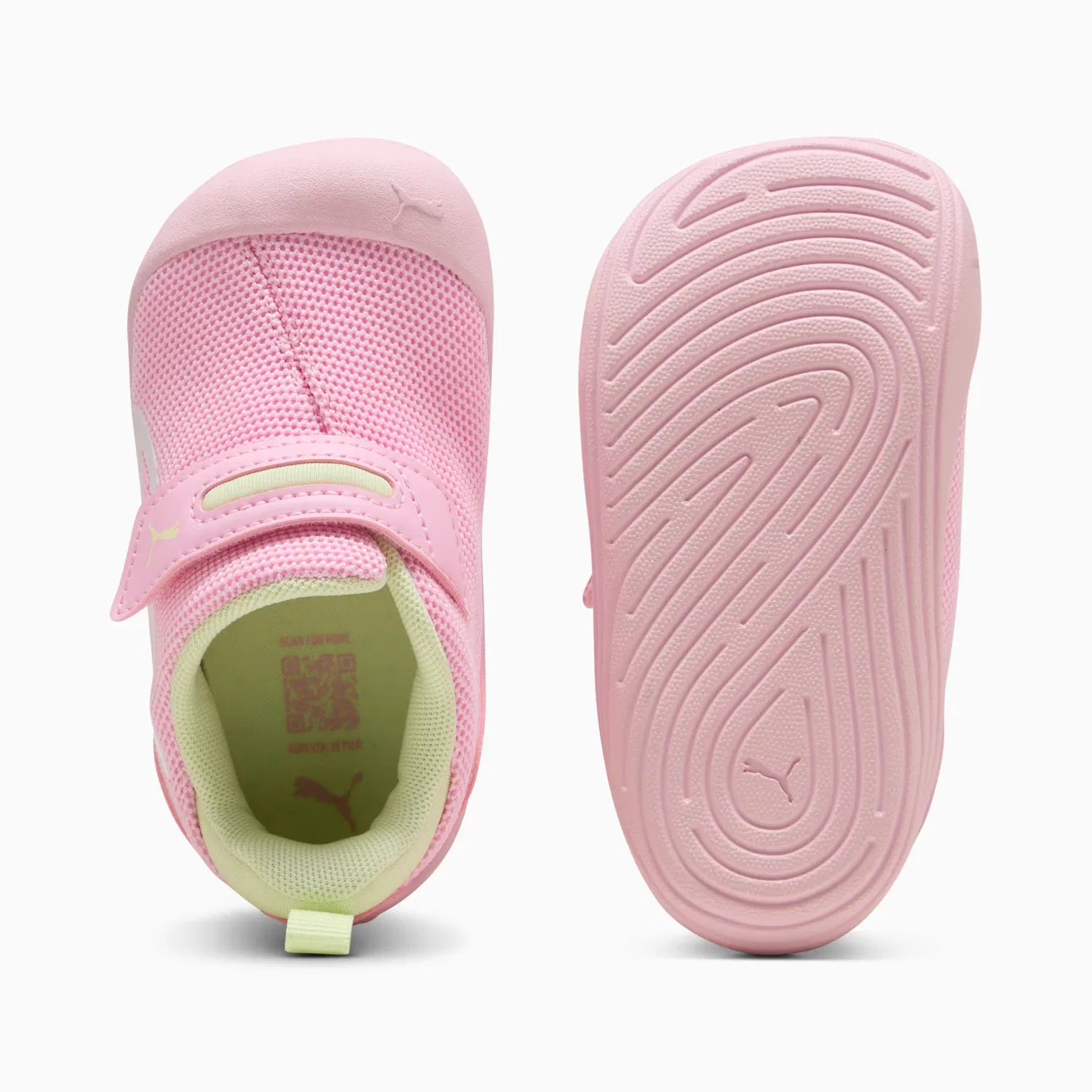 Удобные кроссовки для малышей Kitten Mesh Puma, Pink Shimmer-Puma White-Apple Spritz — фото 4
