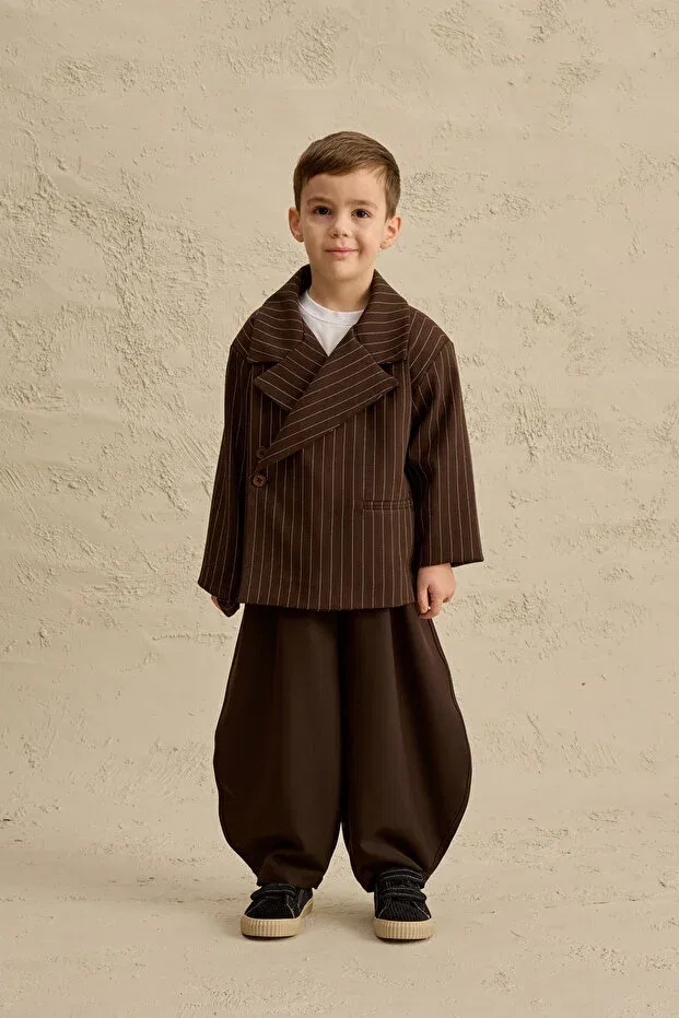 Детский пиджак для девочек в полоску Fahhar Kids, Brown