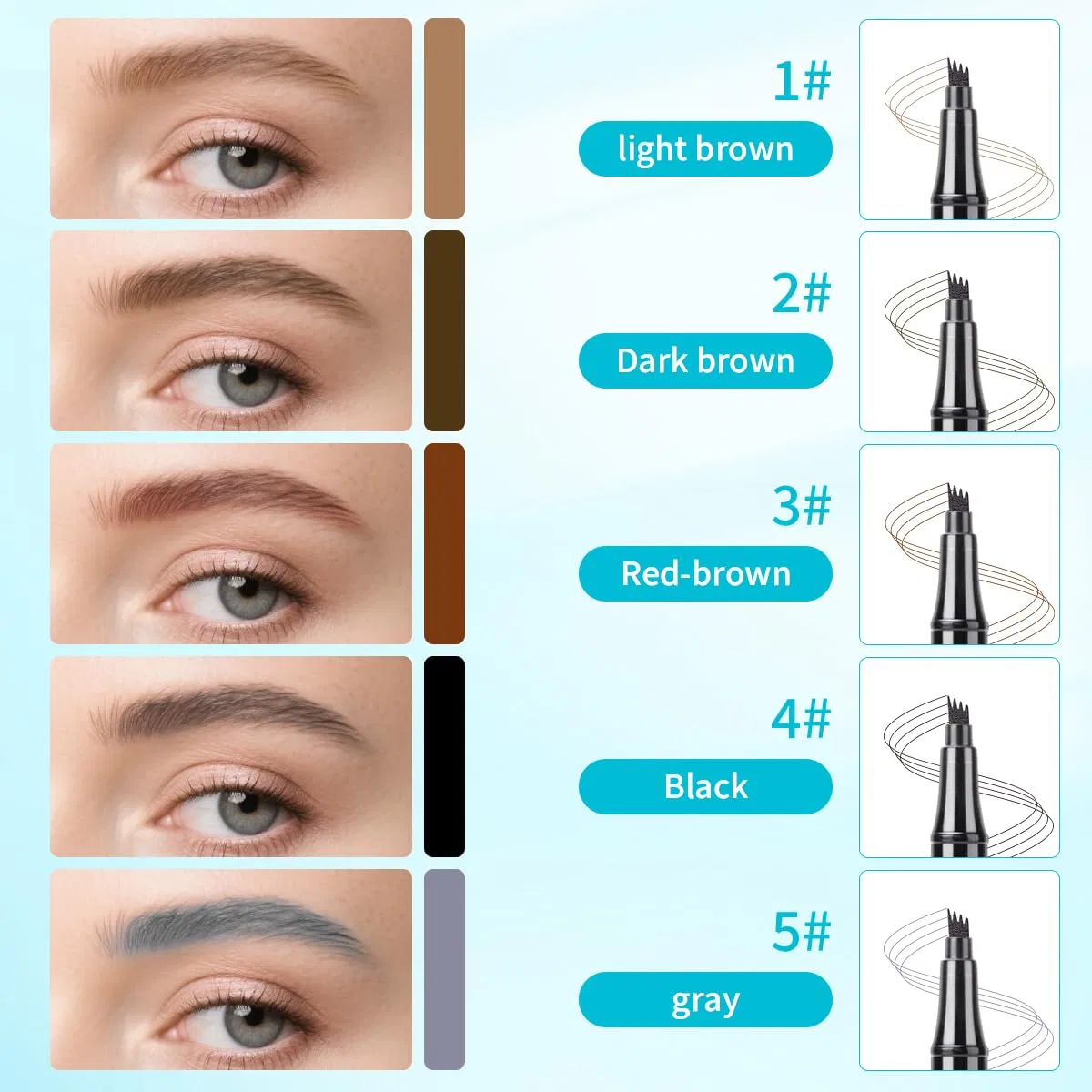 Карандаш для бровей QIC Microblading, 1 г, 01 Light Brown W3W — фото 3