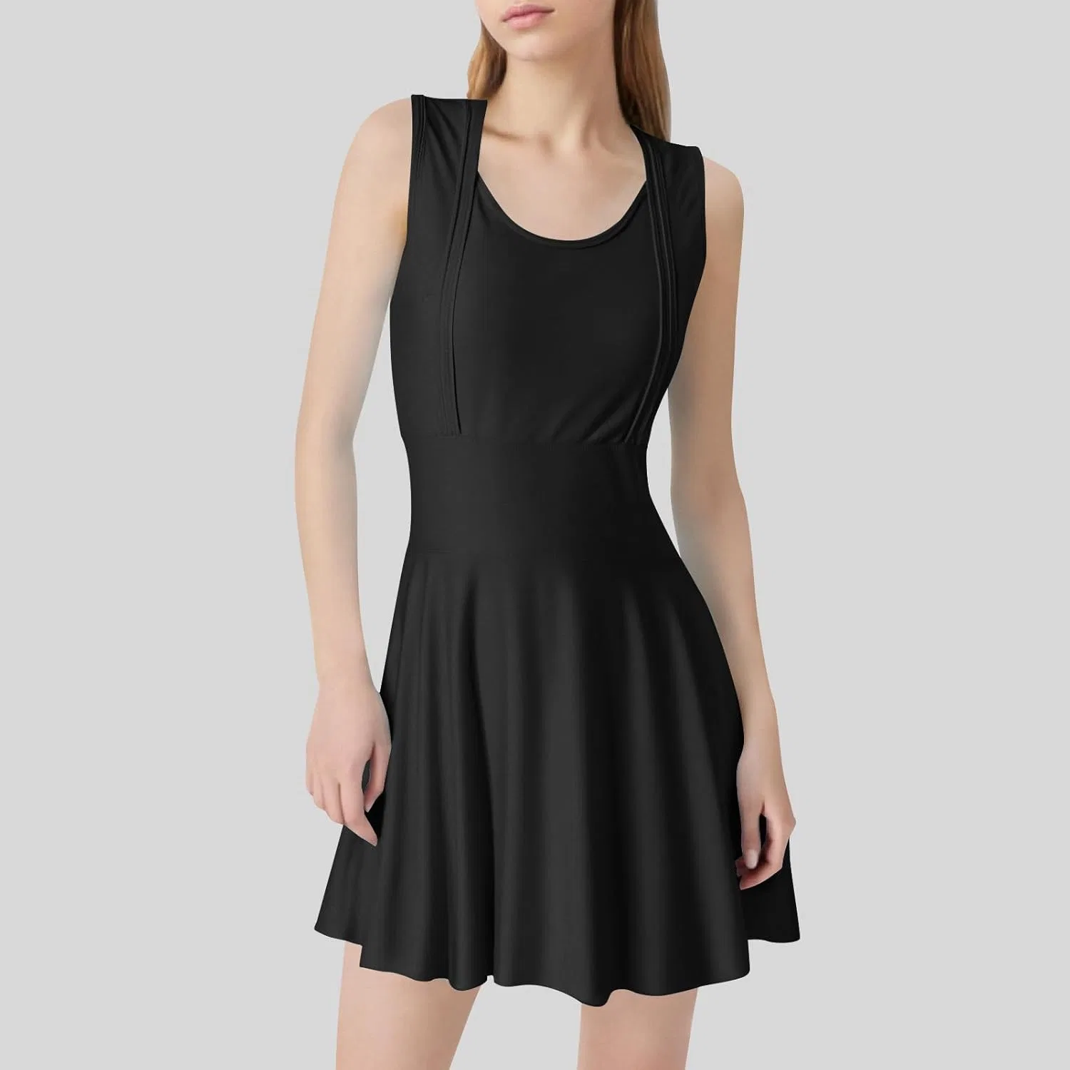Женское скромное платье для плавания с утягивающим эффектом Athletic Swimsuits, Black — фото 2