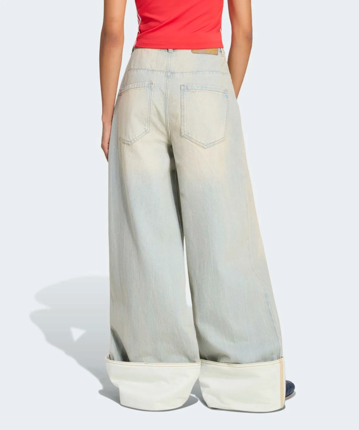 Мужские джинсы с принтом Wide Leg Vintage Adidas, Light Blue — фото 4