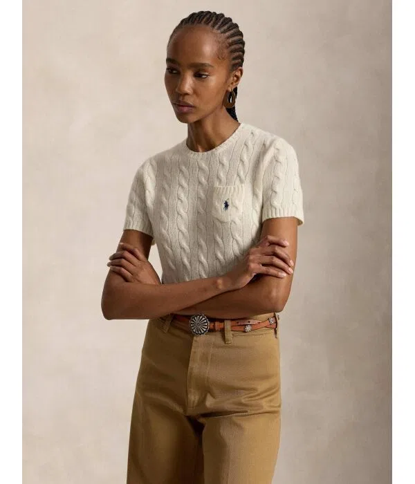 Женский пуловер из шерсти с кашемиром Polo Ralph Lauren, Crema
