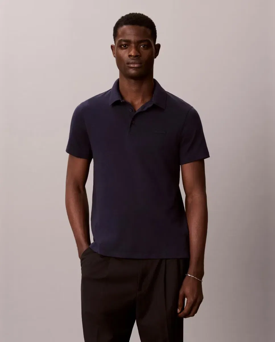 Мужское поло с коротким рукавом Supima Calvin Klein, Azul Marino