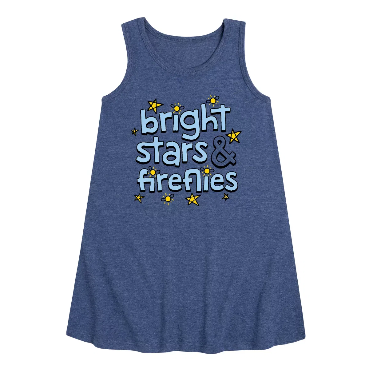 Детское платье-трапеция без рукавов Bright Stars And Fireflies Instant Message, Heather Navy