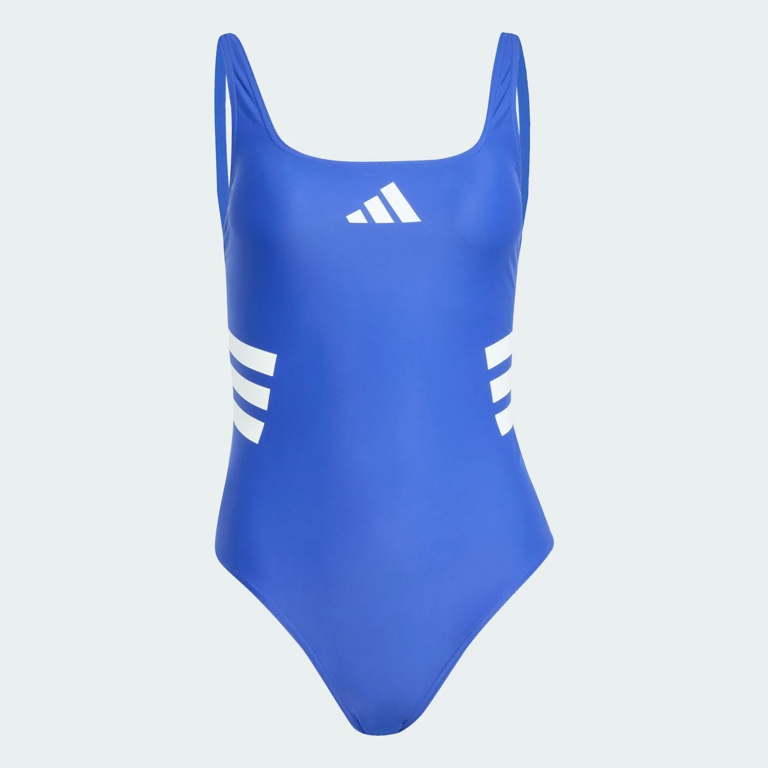 Женский спортивный купальник с U-образной спинкой 3-Streifen U-back Badeanzug Adidas, Mediterranean Blue / White — фото 2